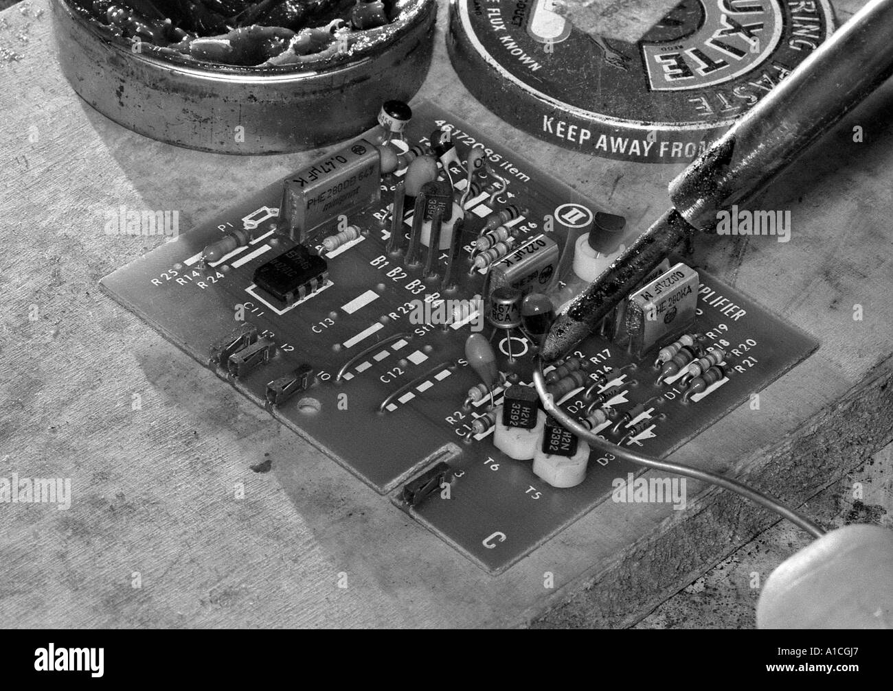 Electronic components on circuit board Stock Photo Alamy