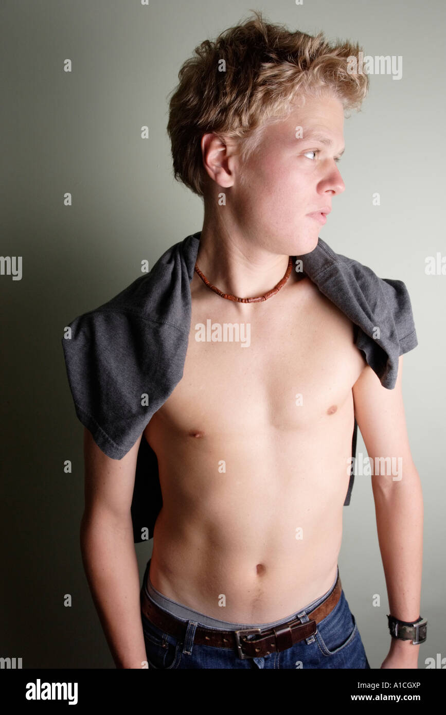 Bare chested young man portrait Stock Photo Alamy