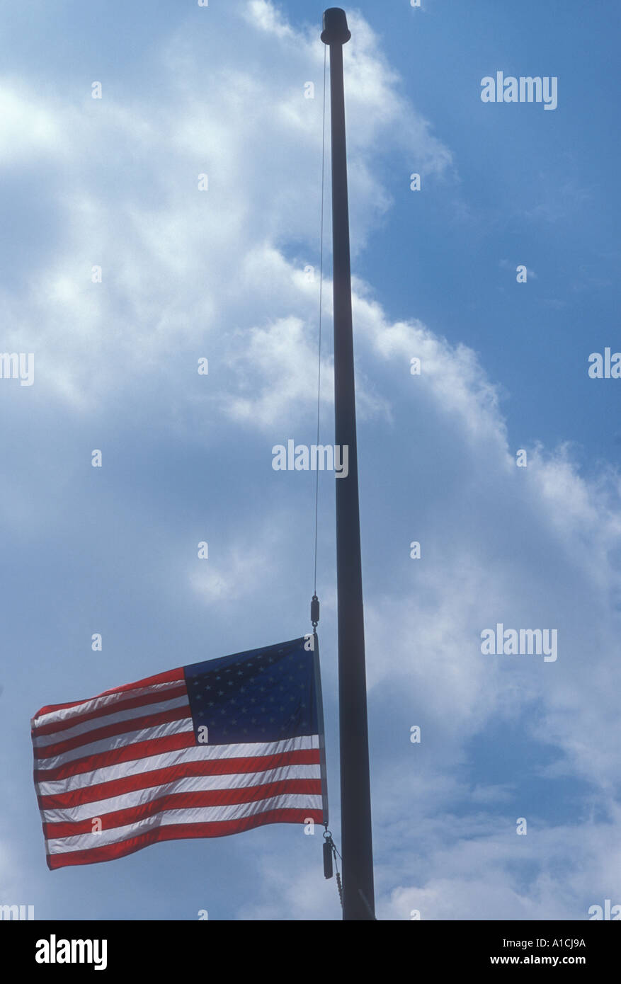 American Flag Half Mast Stock Photo Alamy