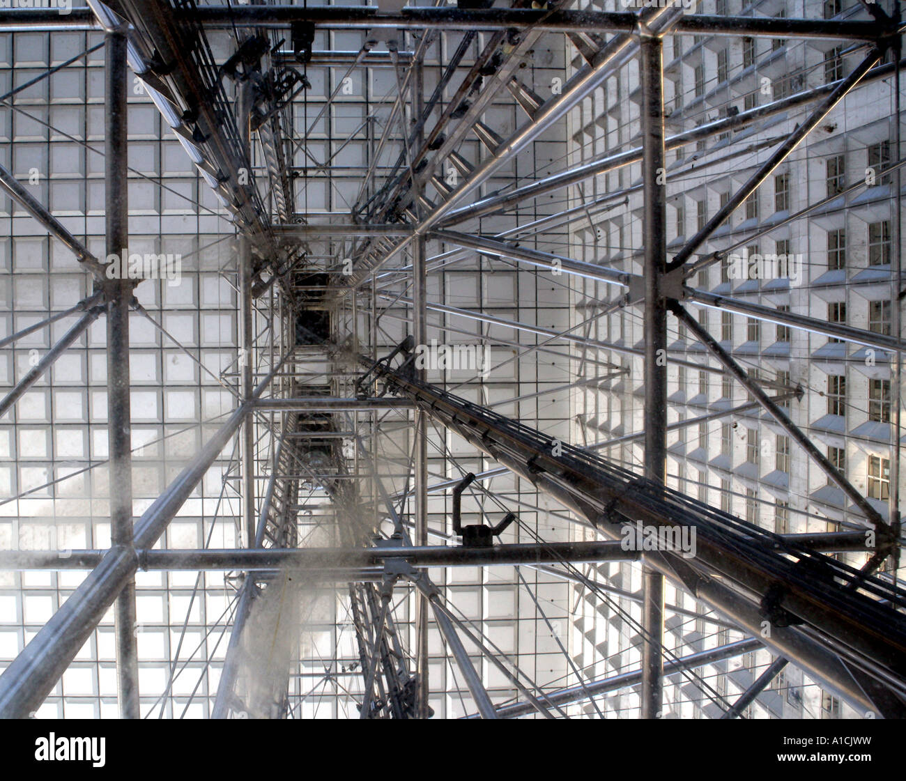 Grande Arche lift in La Defense, Paris Stock Photo - Alamy