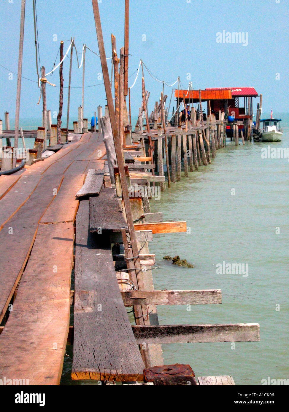 Jetty Teluk Bahang fishing village north coast Penang Malaysia Stock
