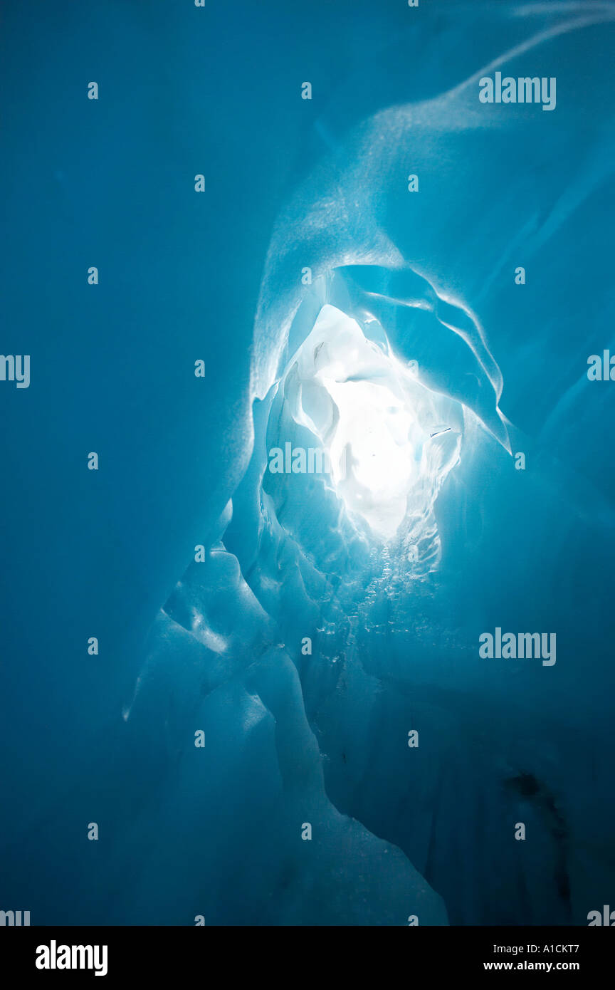 Blue Ice Cave Franz Josef Glacier West Coast South Island New Zealand Stock Photo