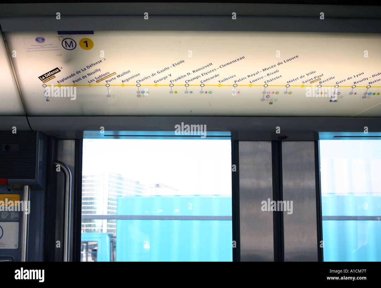 Line map on Paris metro carriage Stock Photo