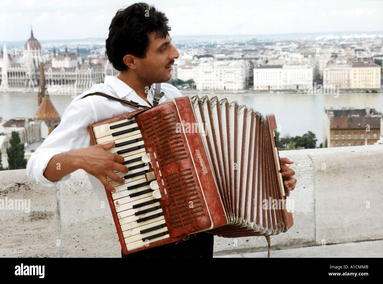 HUNGARY Budapest accordion player Stock Photo