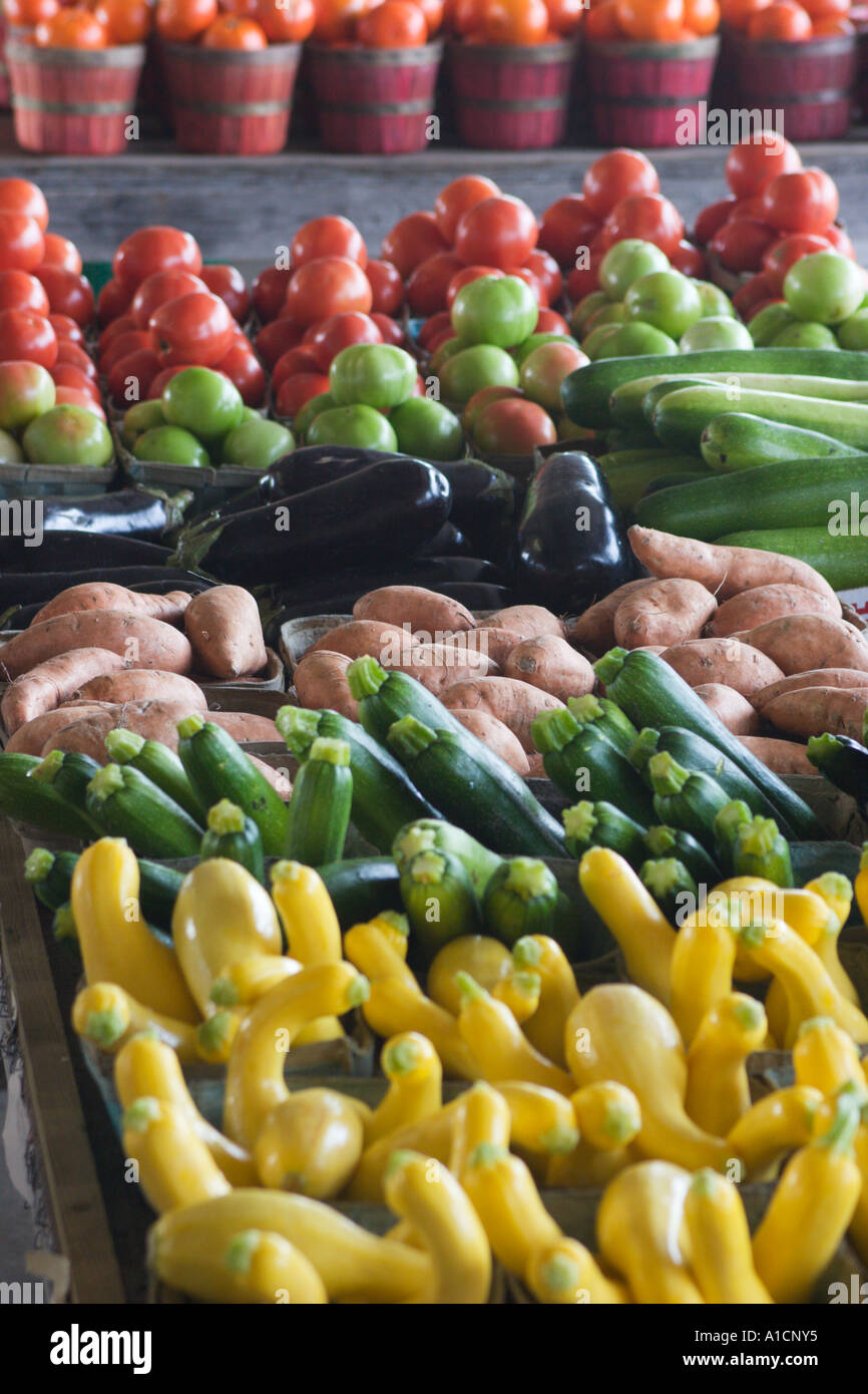 Fruits and vegetables for sale at a farmers market in central Florida