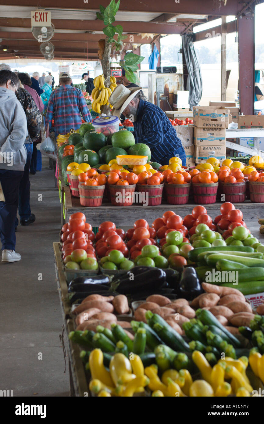 Fruits and vegetables for sale at a farmers market in central Florida
