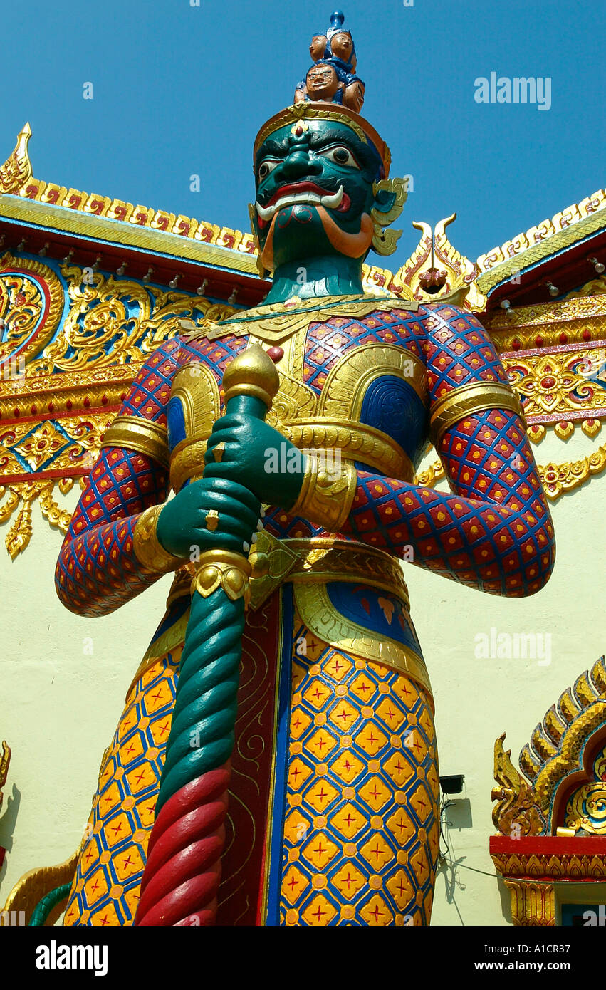Demon guardian Yaksha statue outside Reclining Buddha Wat
