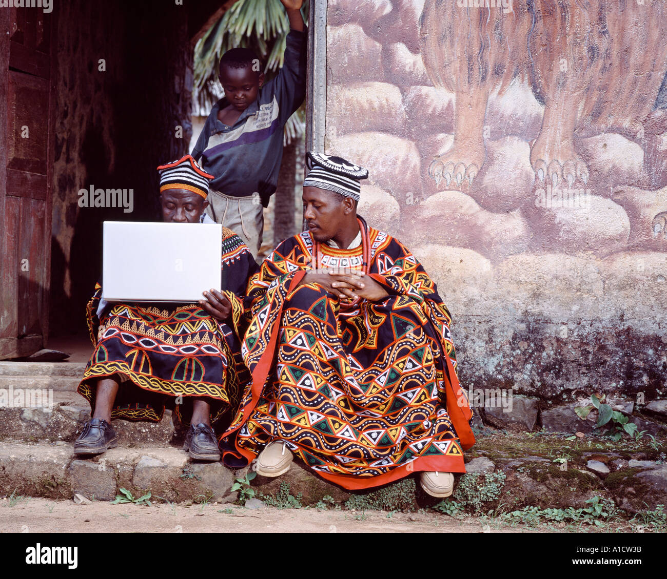 African man using laptop Stock Photo