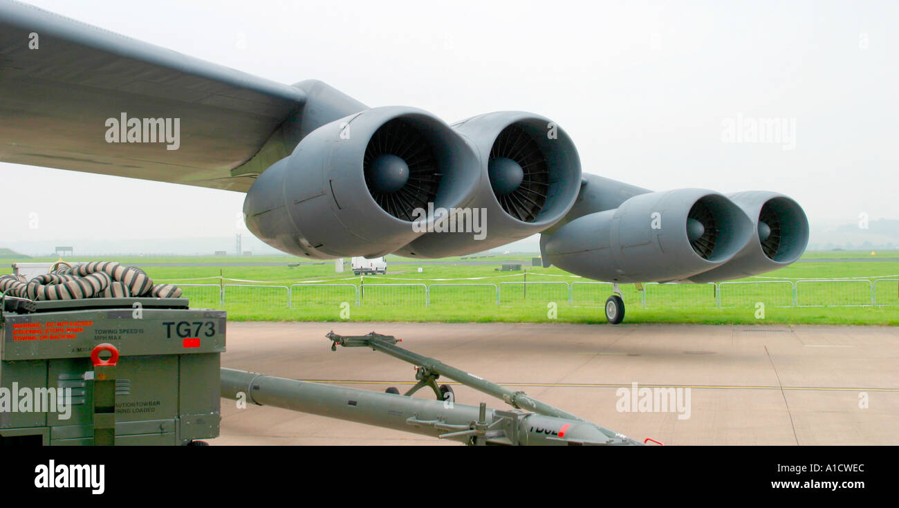 Wing and engine detail of B52 Stratofortress aircraft Stock Photo