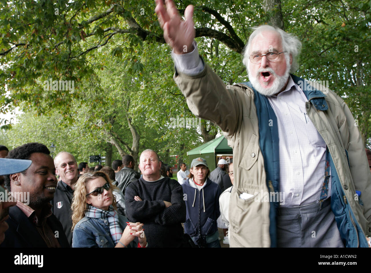 Christian speaker at Speakers Corner Hyde Park London UK Stock Photo