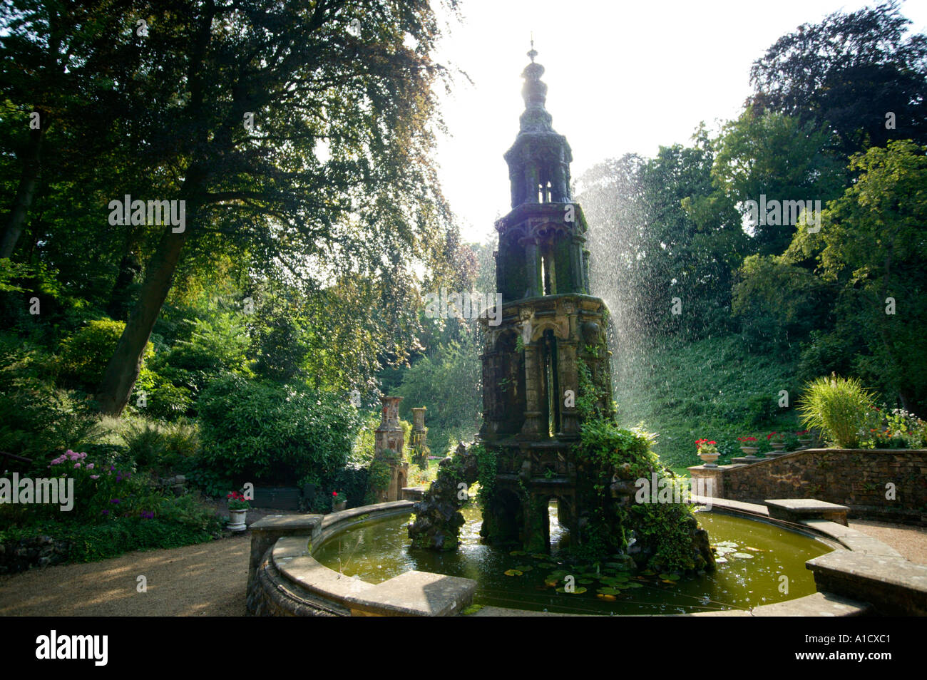 Restored Fountain and Pond Victorian Garden Norwich UK Stock Photo Alamy