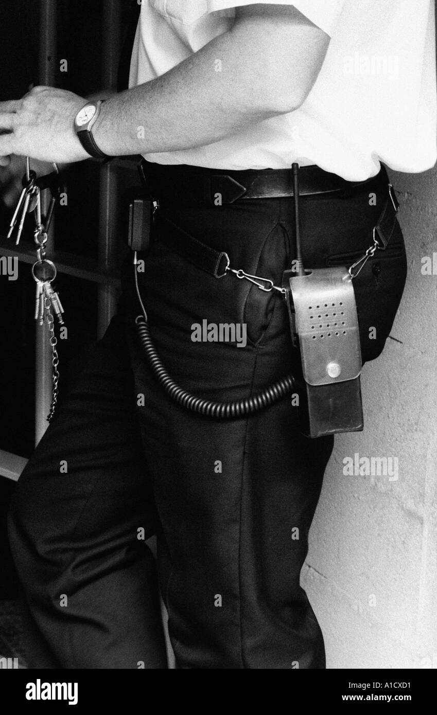 a prison guard locks up in a UK jail Stock Photo