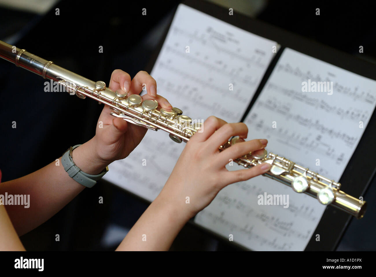 Flautist Stock Photo Alamy