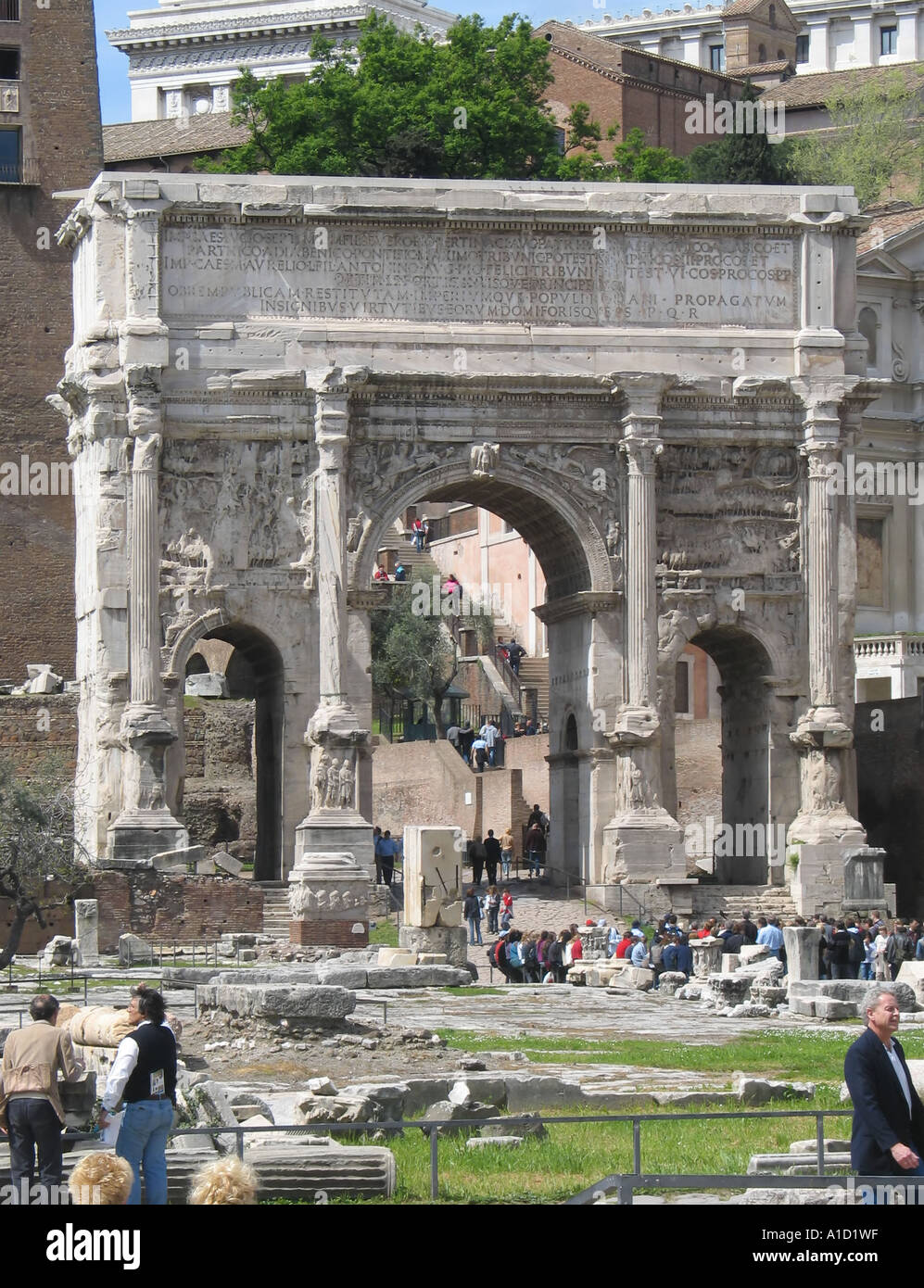 The Arch of Septimius Severumi in the Roman Forum. Rome, Italy Stock Photo