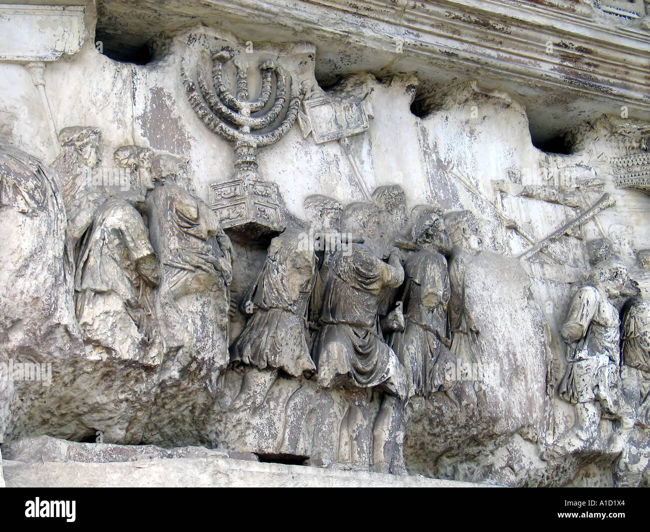 Detail of the Arch of Titus in the Roman Forum, Rome. Italy. Stock Photo