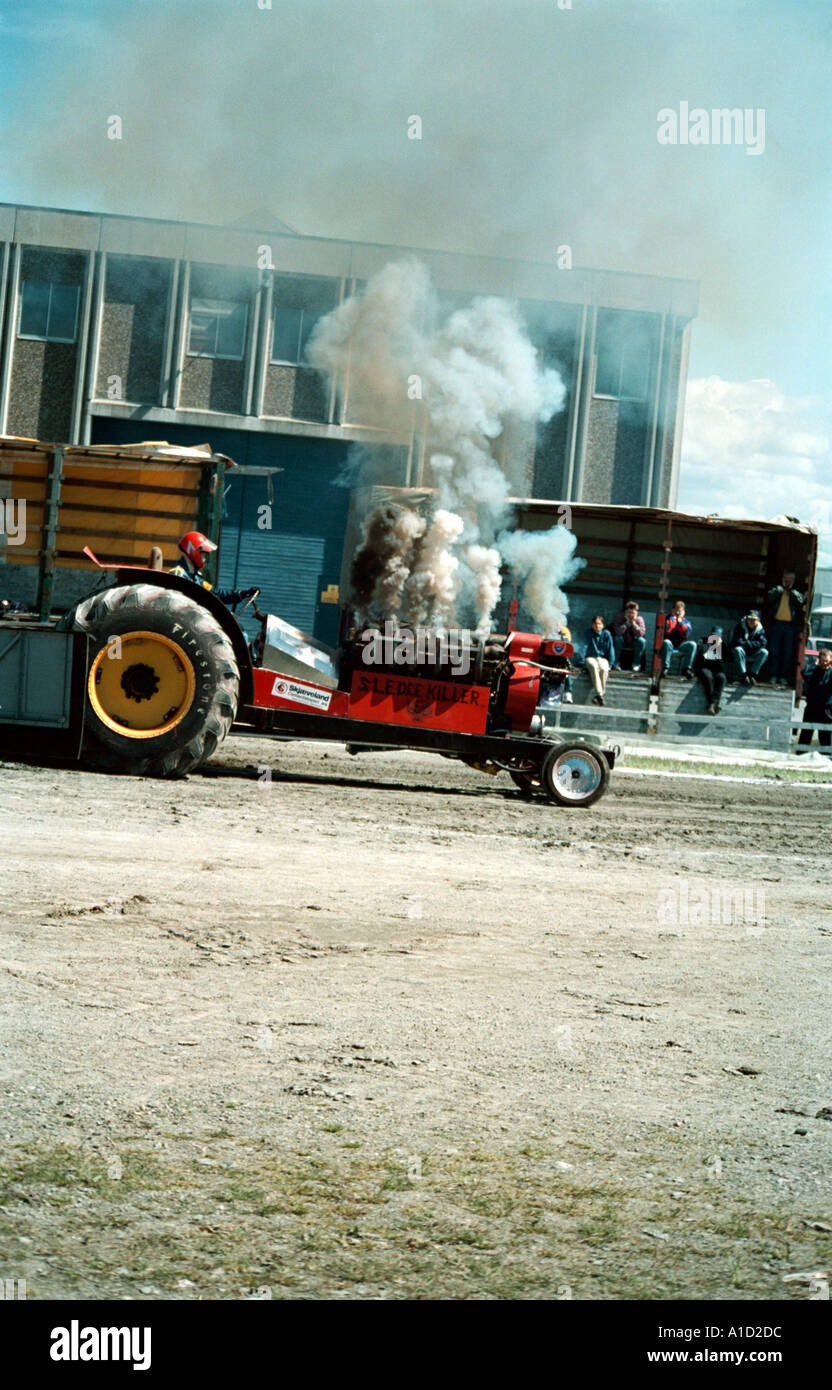 Tractor pulling in Norway Stock Photo