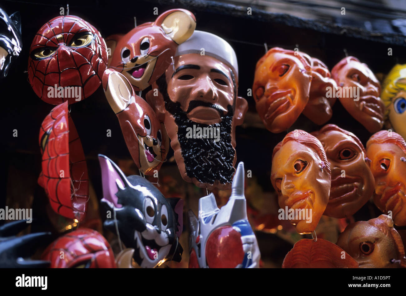 Bangladesh. Masks including one of Osama bin Laden Stock Photo