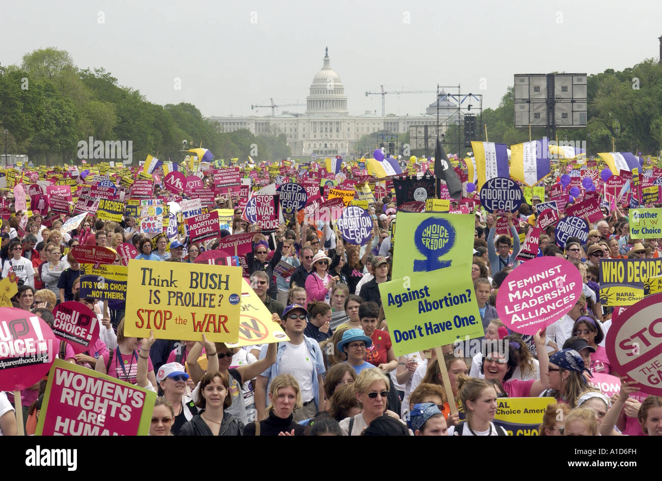 Pro choice supporters take part in the March For Women s Lives on the Mall in Washington. Stock Photo