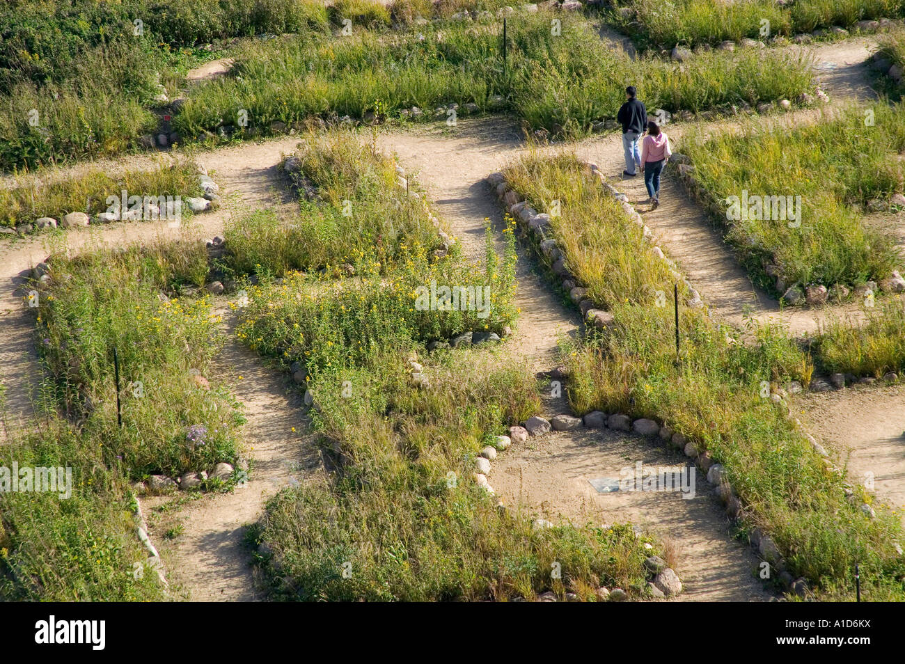 A garden maze at the Science Museum of St. Paul, Minnesota Stock Photo