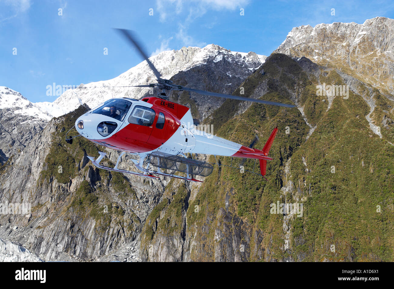 Helicopter Franz Josef Glacier West Coast South Island New Zealand Stock Photo
