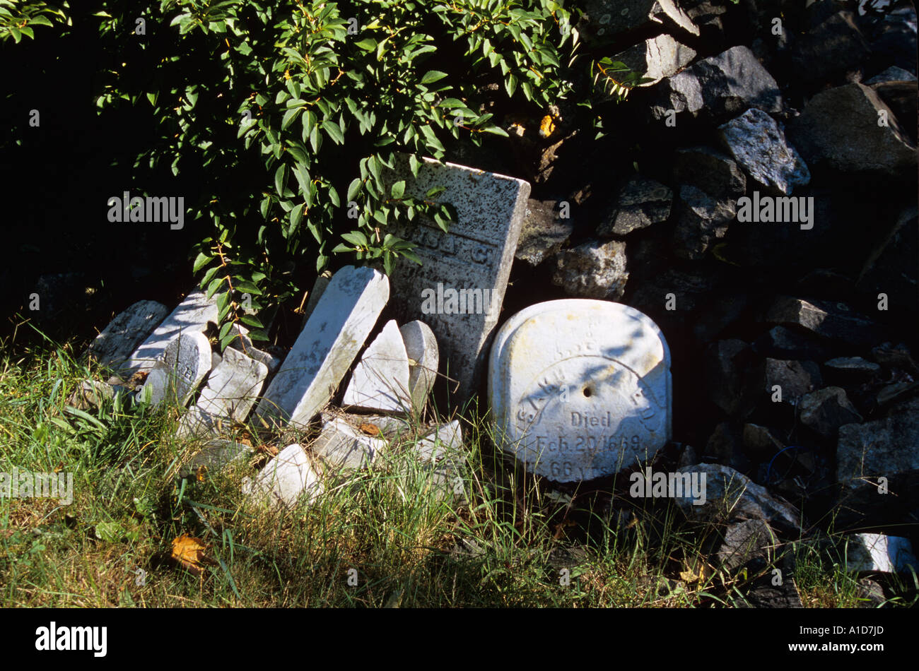 Broken Old Headstones In Graveyard High Resolution Stock Photography ...