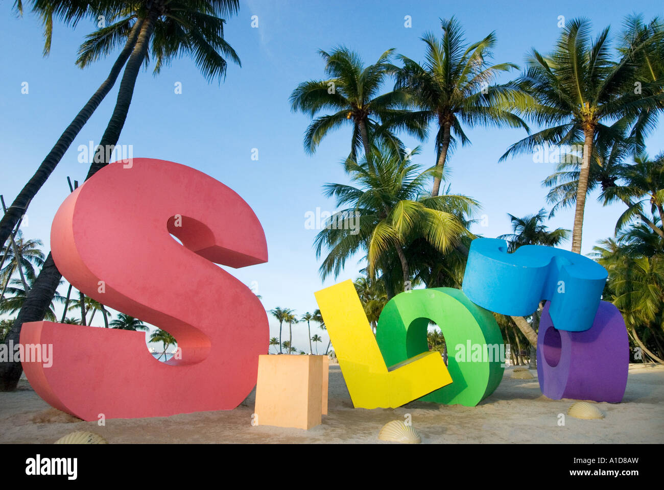 Sentosa Island Isle Resort Siloso Beach Singapore Asia Big Letters S I L O S O Capitals Huge Gigantic Sculpture Figure Landmark Stock Photo Alamy