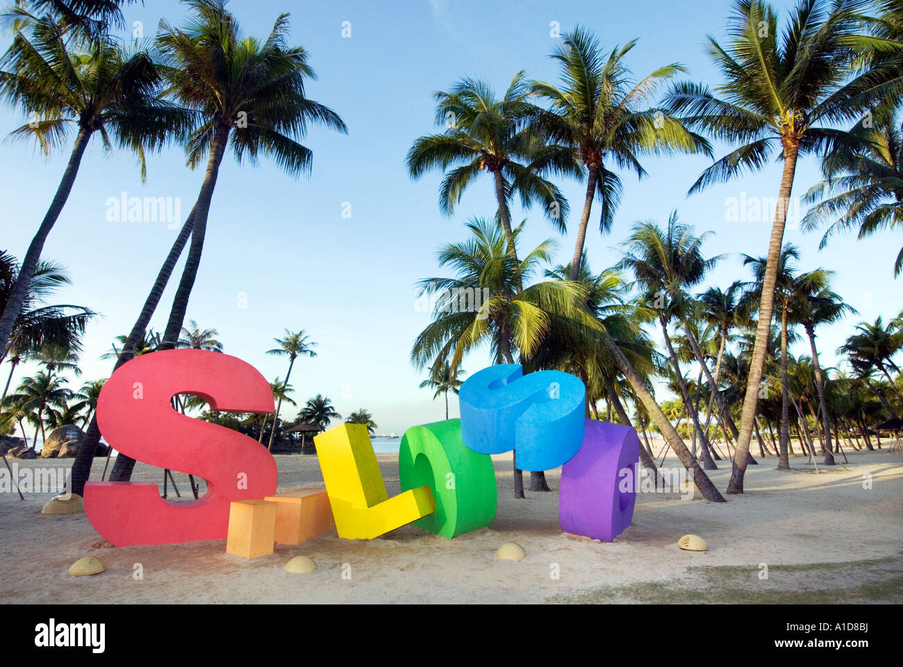 Sentosa Island Isle Resort Siloso Beach Singapore Asia Big Letters S I L O S O Capitals Huge Gigantic Sculpture Figure Landmark Stock Photo Alamy
