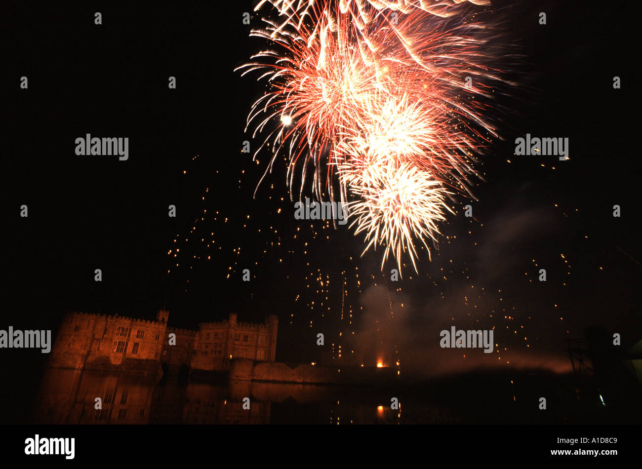 Fireworks Leeds Castle Kent UK Stock Photo Alamy