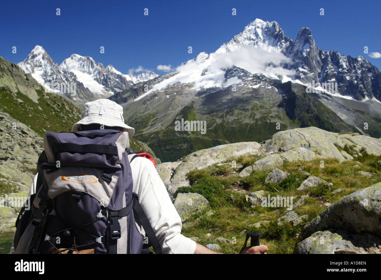 Hiker in the French Alps Stock Photo - Alamy
