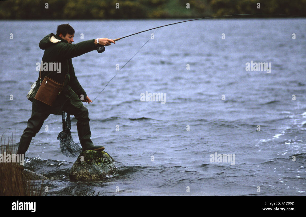 Fly Fishing for trout Cornwall UK Stock Photo Alamy
