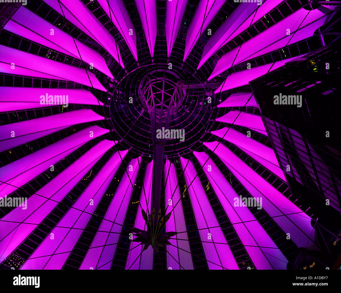 View of the cupola structure at the Sony Center designed by Helmut Jahn