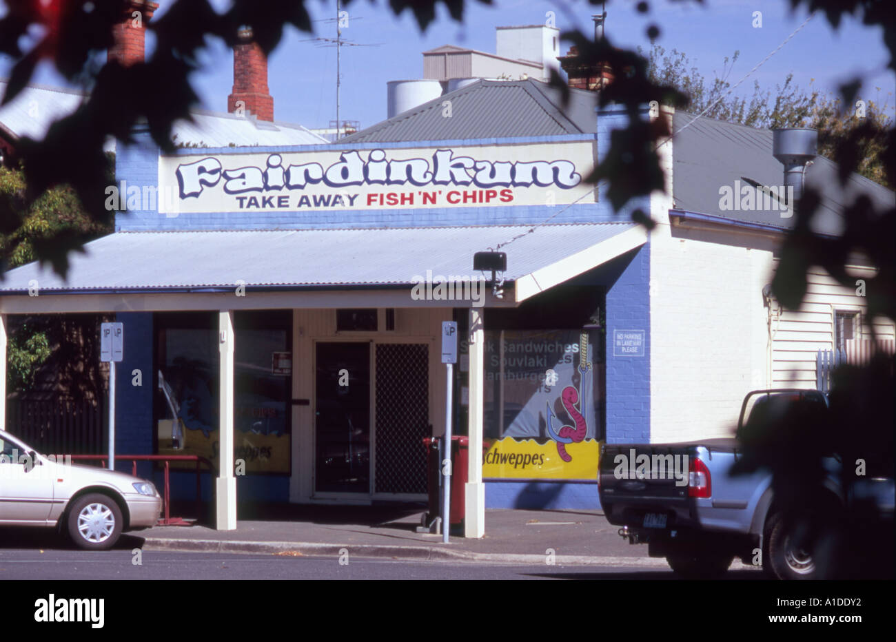 Typical architecture in a suburban street in Ballarat, country Victoria, Australia, a fish and
