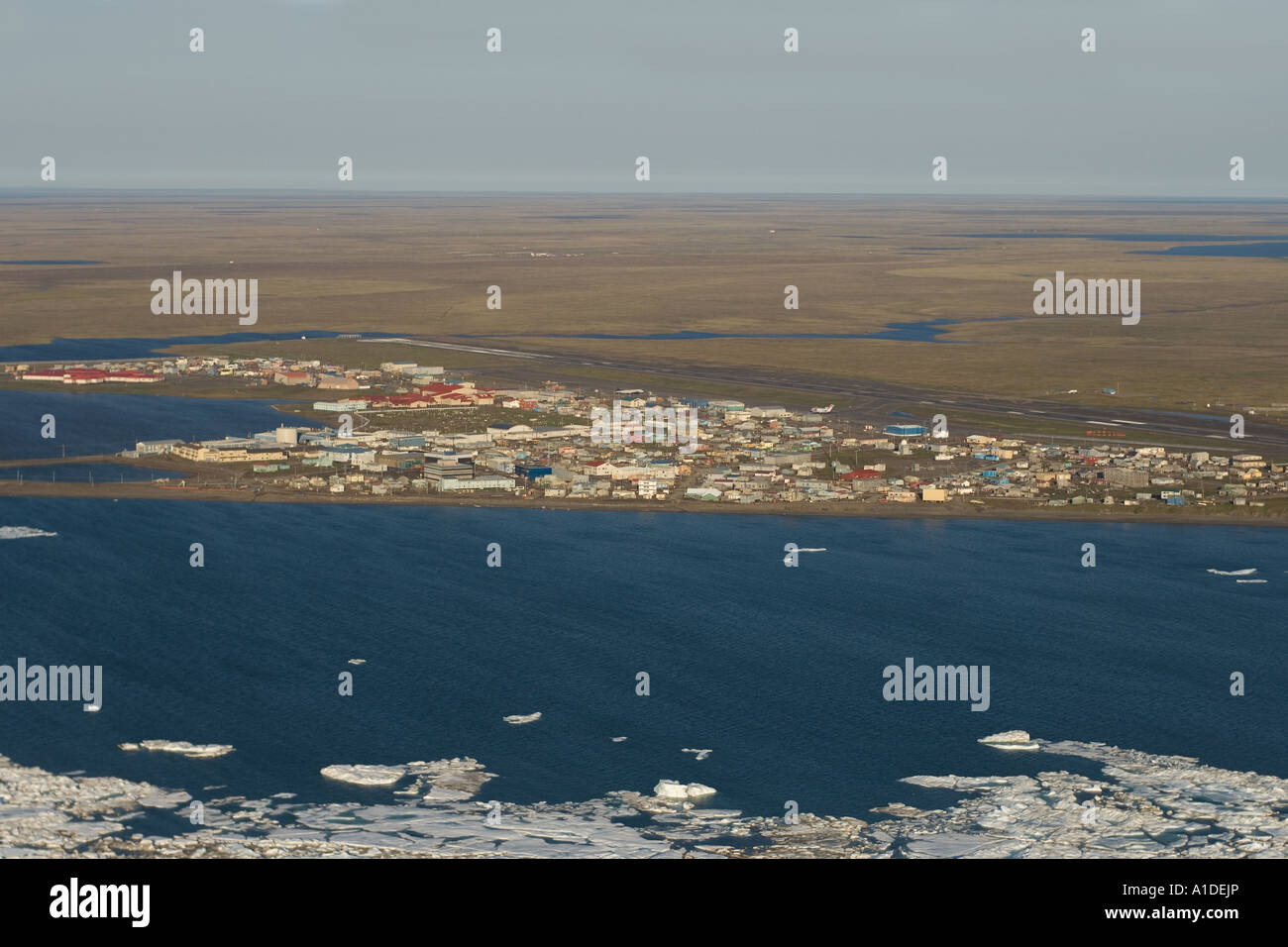 spring breakup of ice along the Arctic coast off the Inupiat village of ...