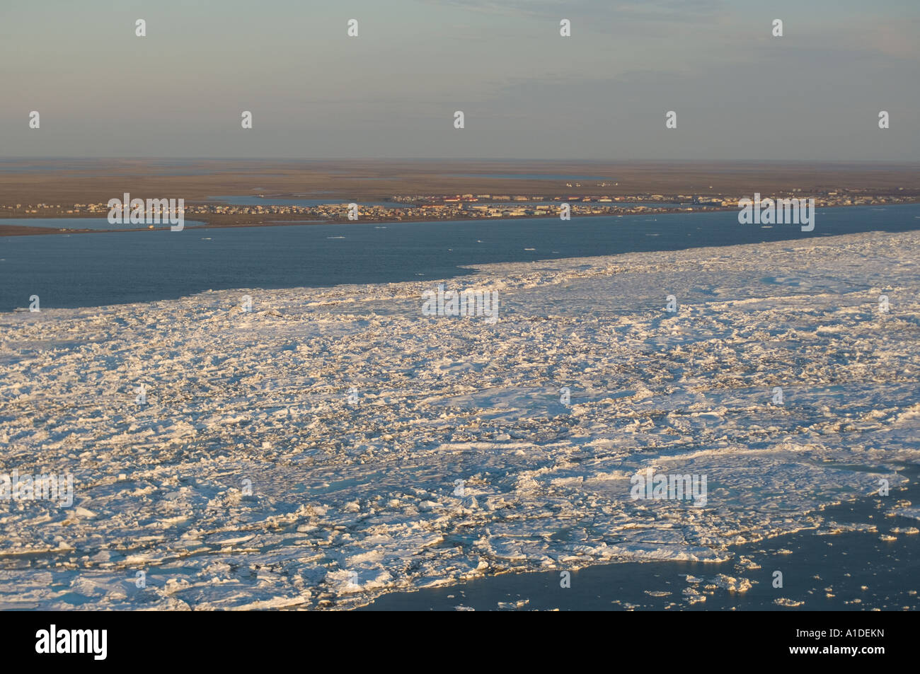 spring breakup of ice along the Arctic coast off the Inupiat village of ...