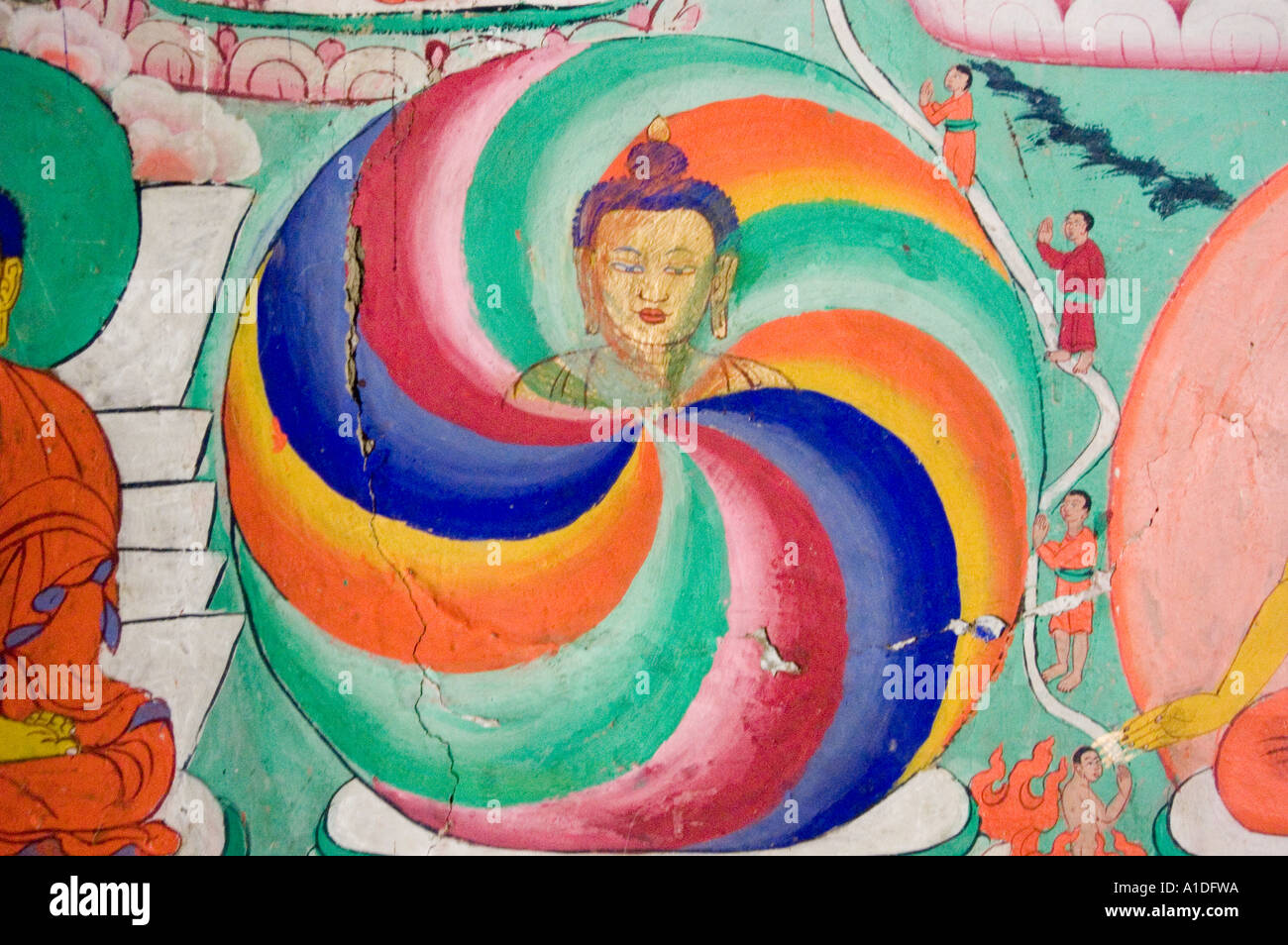 Buddha with radiant rainbow rays in Thiksey Monastery Jammu Kashmir ...