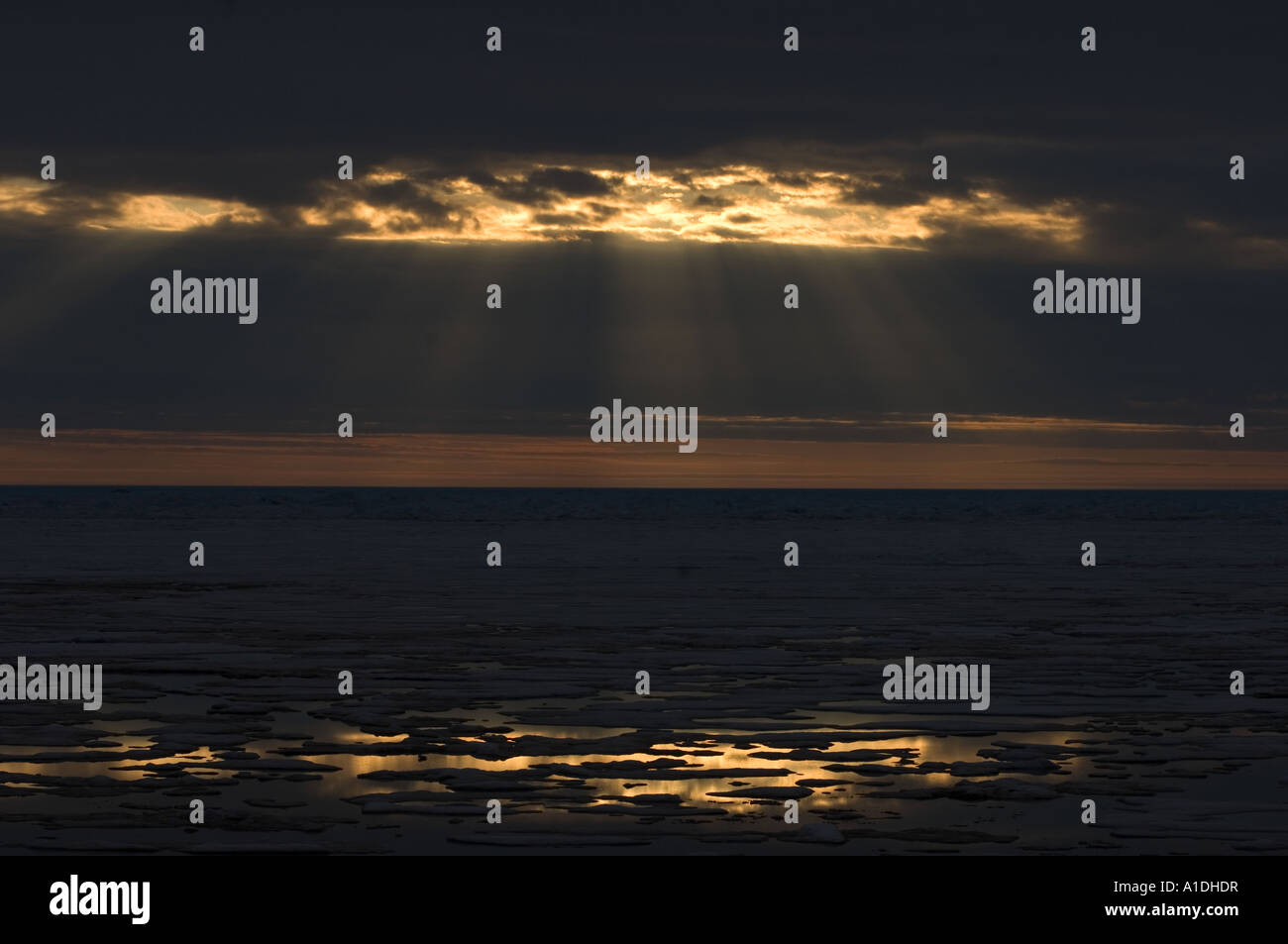 Midnight Sun Over Spring Breakup Of Ice South Of Barrow National Stock Photo Alamy