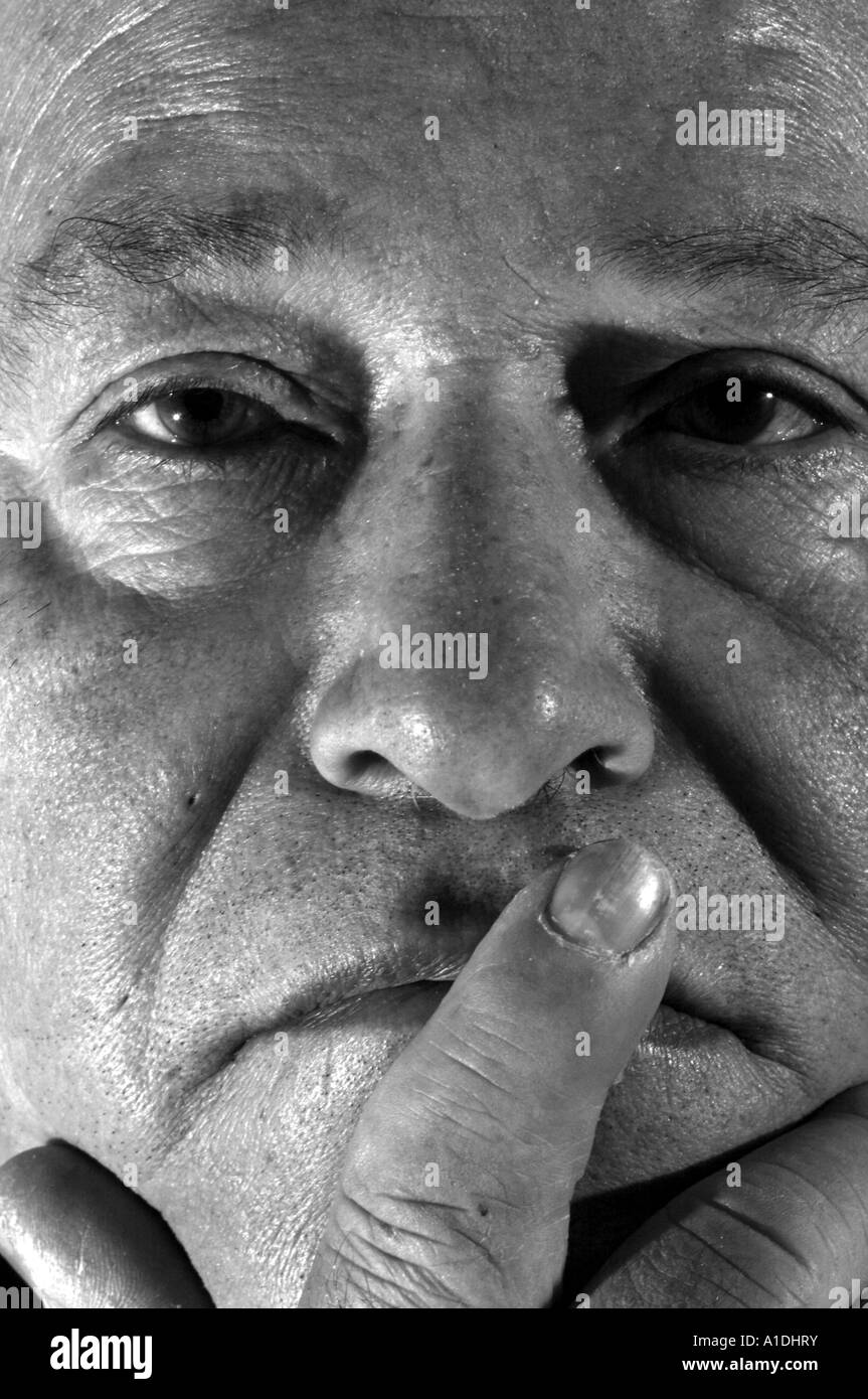 Older man thinking Black and White Stock Photos & Images - Alamy