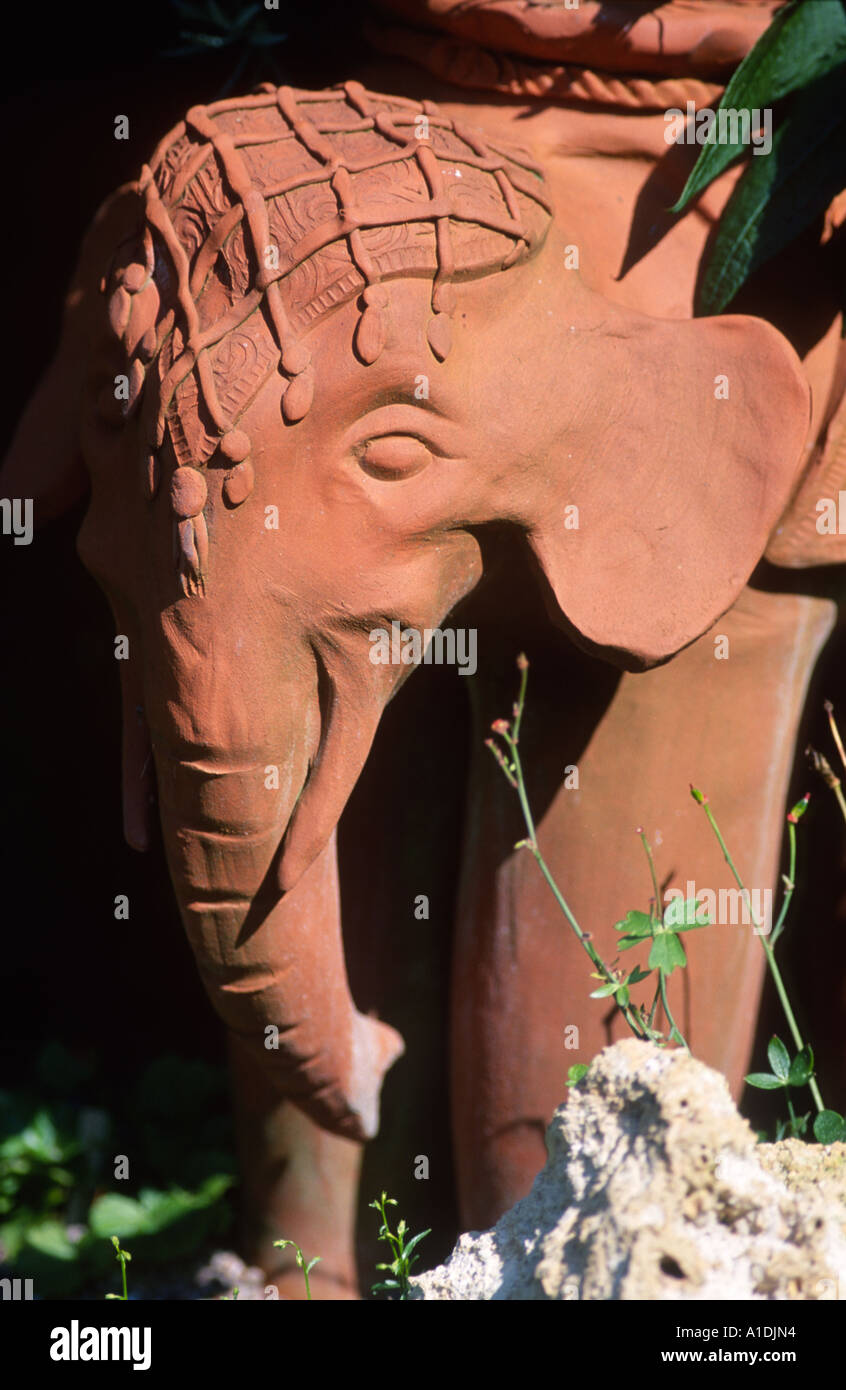 terracotta elephant statue in garden Stock Photo Alamy