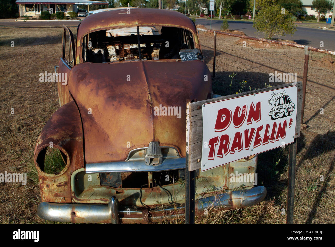 0ld car, rusted and abandoned, Winton, outback Queensland Australia. photo by Bruce Miller Stock Photo