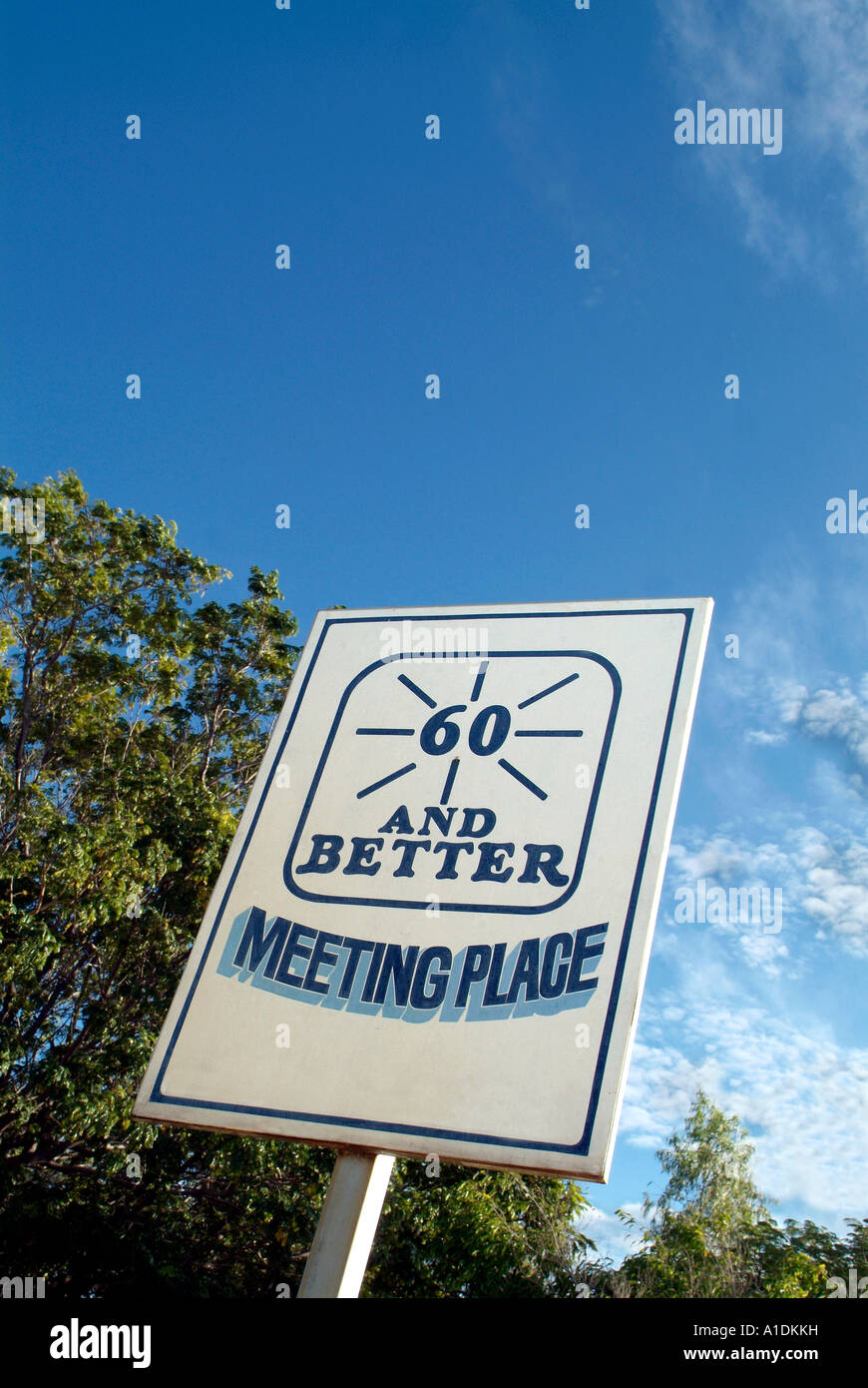 A sign to show retired  old people's meeting place. photo by Bruce Miller Stock Photo