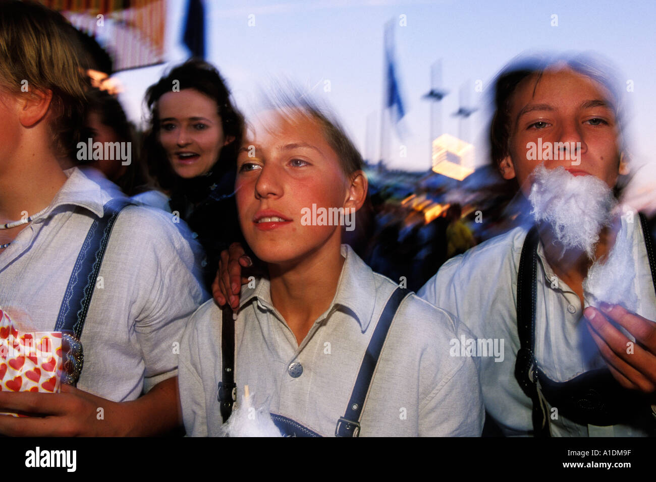 Germany, Munich, Oktoberfest, Kids with cotton candy Stock Photo Alamy