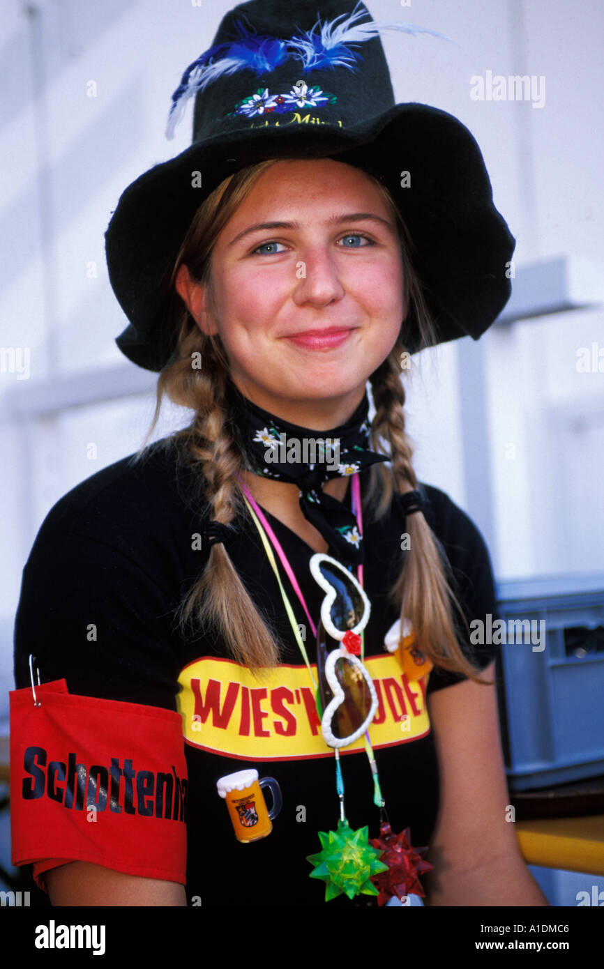 Germany, Munich, Oktoberfest, Woman in Oktoberfest hat Stock Photo - Alamy