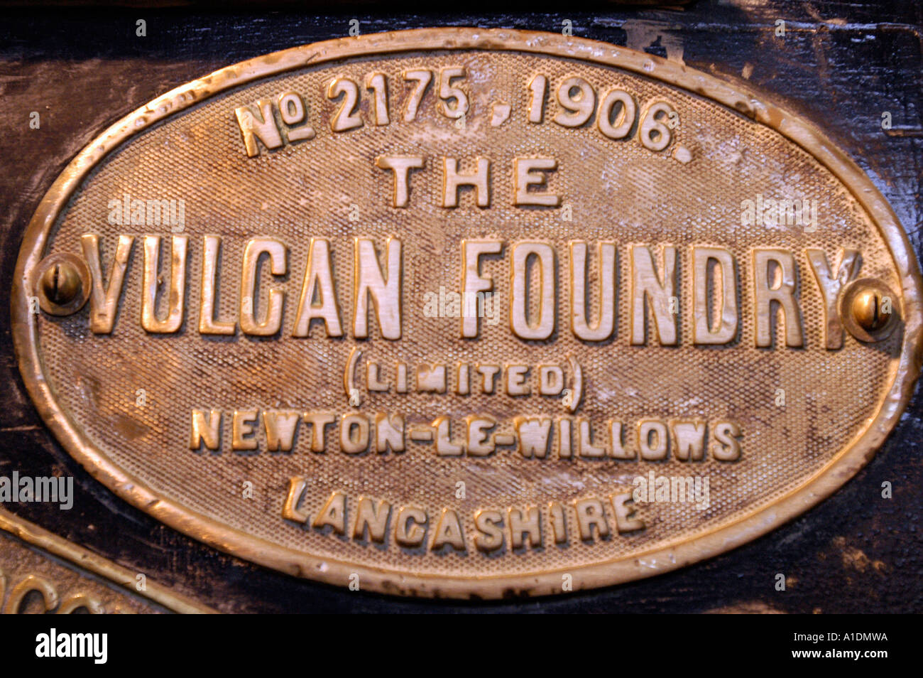 Heritage sign The Vulcan Foundry Ltd Newton Le Willows Lancashire Stock Photo