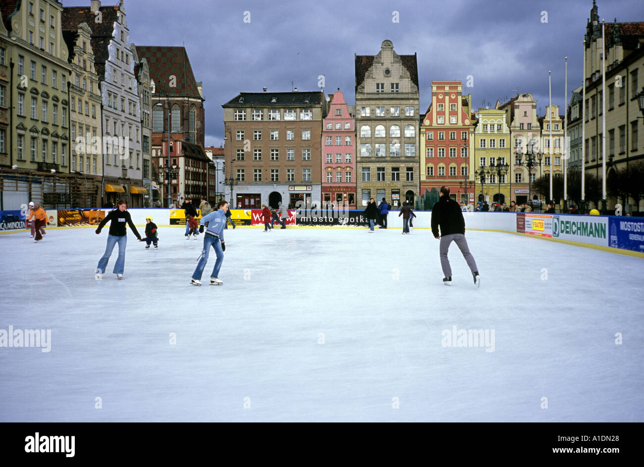 Poland Wroclaw skating on a market square Stock Photo Alamy