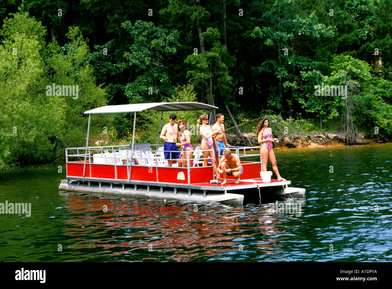 Arkansas DeGray Lake Party barge with couples Stock Photo Alamy