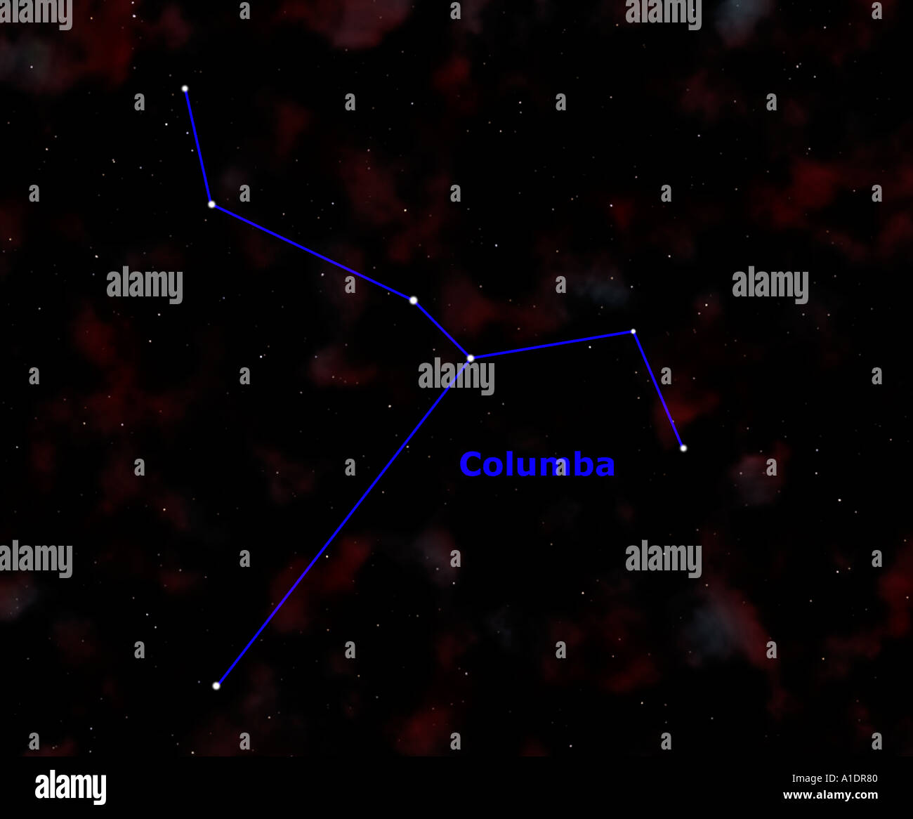 Columba Constellation Showing Name And Sign Stock Photo
