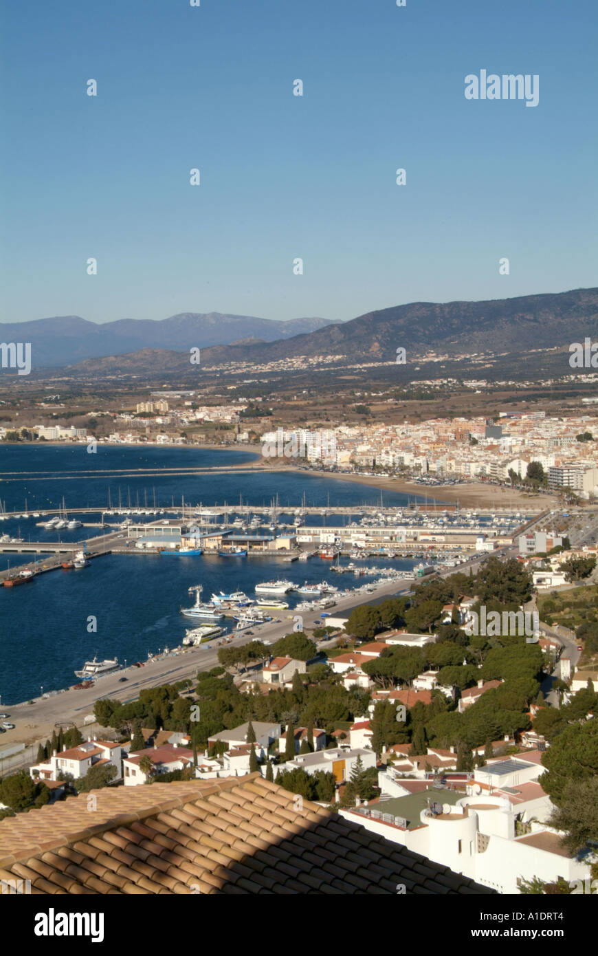 roas, town, center, bay, of roses, Spain, Spanish, coastal, resort, holiday, villas, timeshare, overseas, property, costa, brava Stock Photo