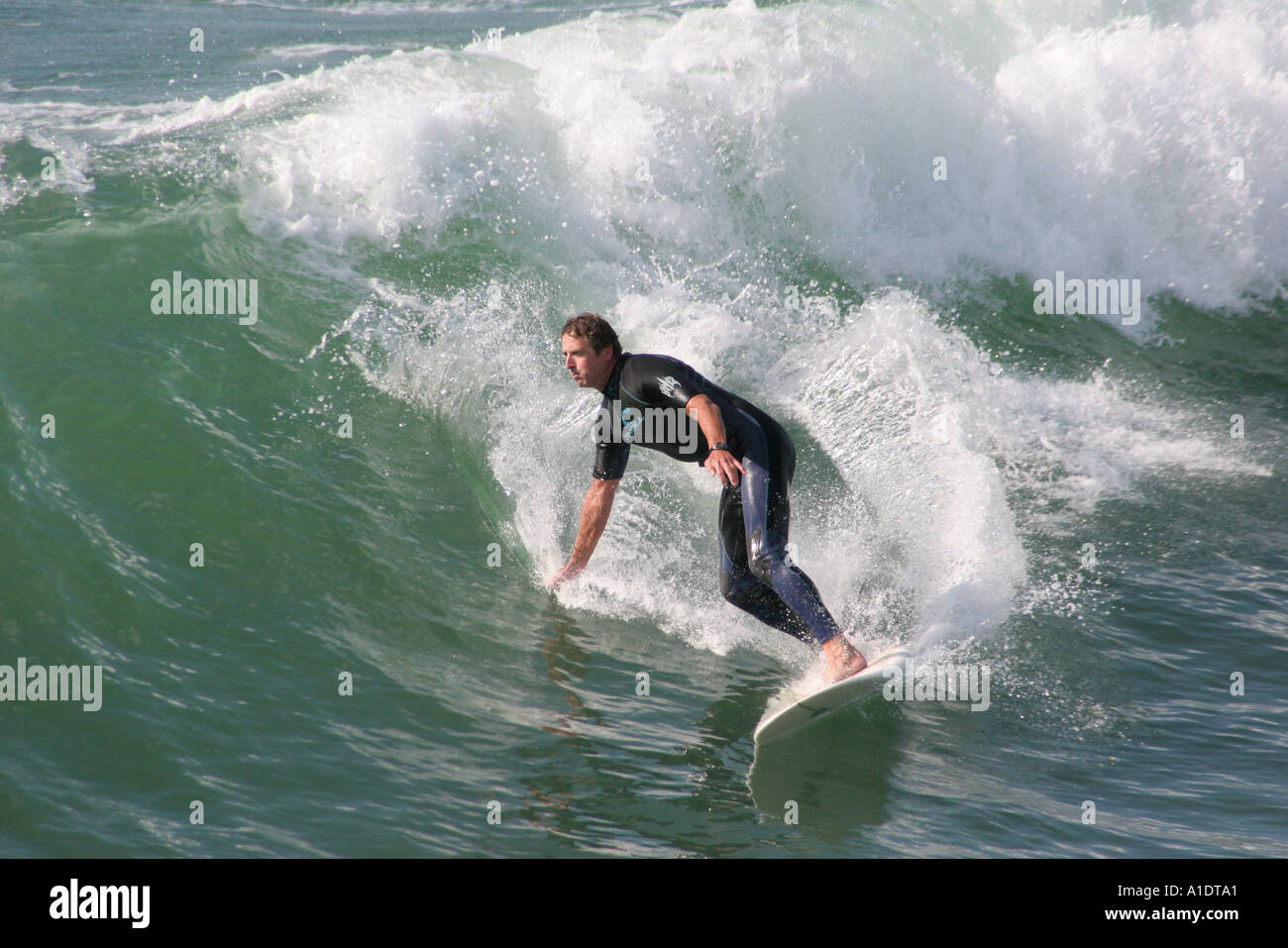 Huntington Beach California,Municipal Pier view,surfer,waves,water ...