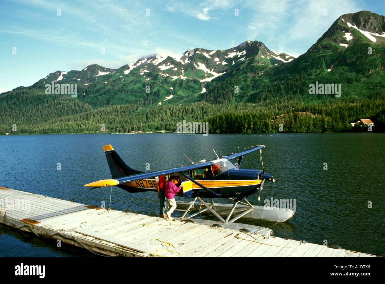 Alaska Exploring Prince William Sound Fly in by small plane Stock Photo