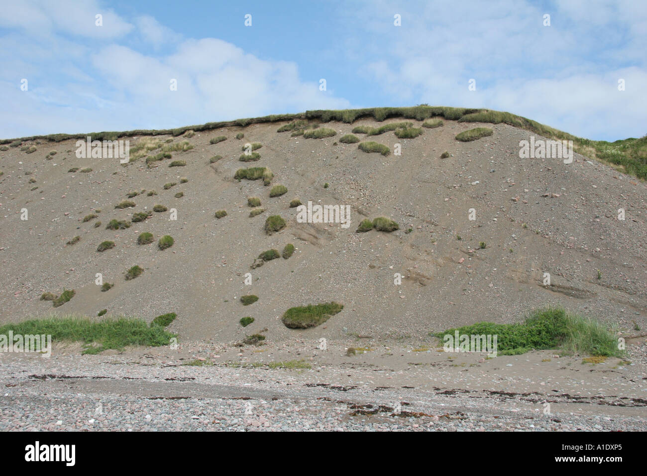 Eroding dune at Deadman's Cove Harbour Breton Newfoundland Stock Photo